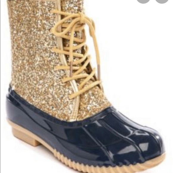 NWOT Belk YD-Gold Glitter/Navy Boots - Picture 1 of 11